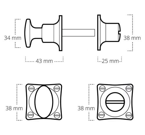De Oude Deurklink WC Slot Draaiknop glanzend nikkel | De Oude Deurklink jaren 30 toiletsluiting De Oude Deurklink WC Slot Draaiknop glanzend nikkel | De Oude Deurklink jaren 30 toiletsluiting