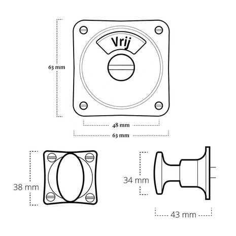 De Oude Deurklink WC Slot - Draaiknop vrij/bezet glanzend nikkel | De Oude Deurklink jaren 30 toiletsluiting