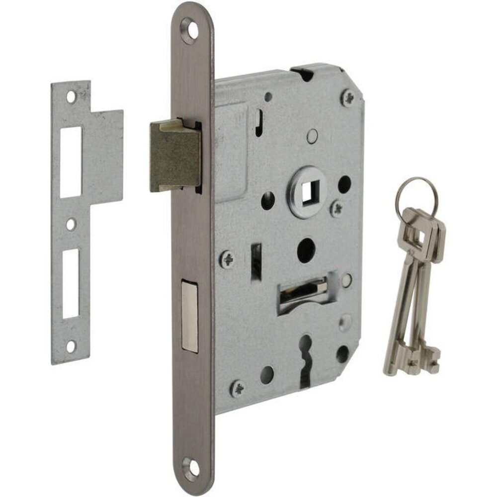 Intersteel Woningbouw klavier dag- en nachtslot geborsteld RVS 55 mm | De Oude Deurklink jaren 30 deurbeslag Intersteel Woningbouw klavier dag- en nachtslot geborsteld RVS 55 mm | De Oude Deurklink jaren 30 deurbeslag