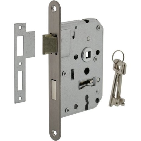 Intersteel Woningbouw klavier dag- en nachtslot geborsteld RVS 55 mm | De Oude Deurklink jaren 30 deurbeslag Intersteel Woningbouw klavier dag- en nachtslot geborsteld RVS 55 mm | De Oude Deurklink jaren 30 deurbeslag