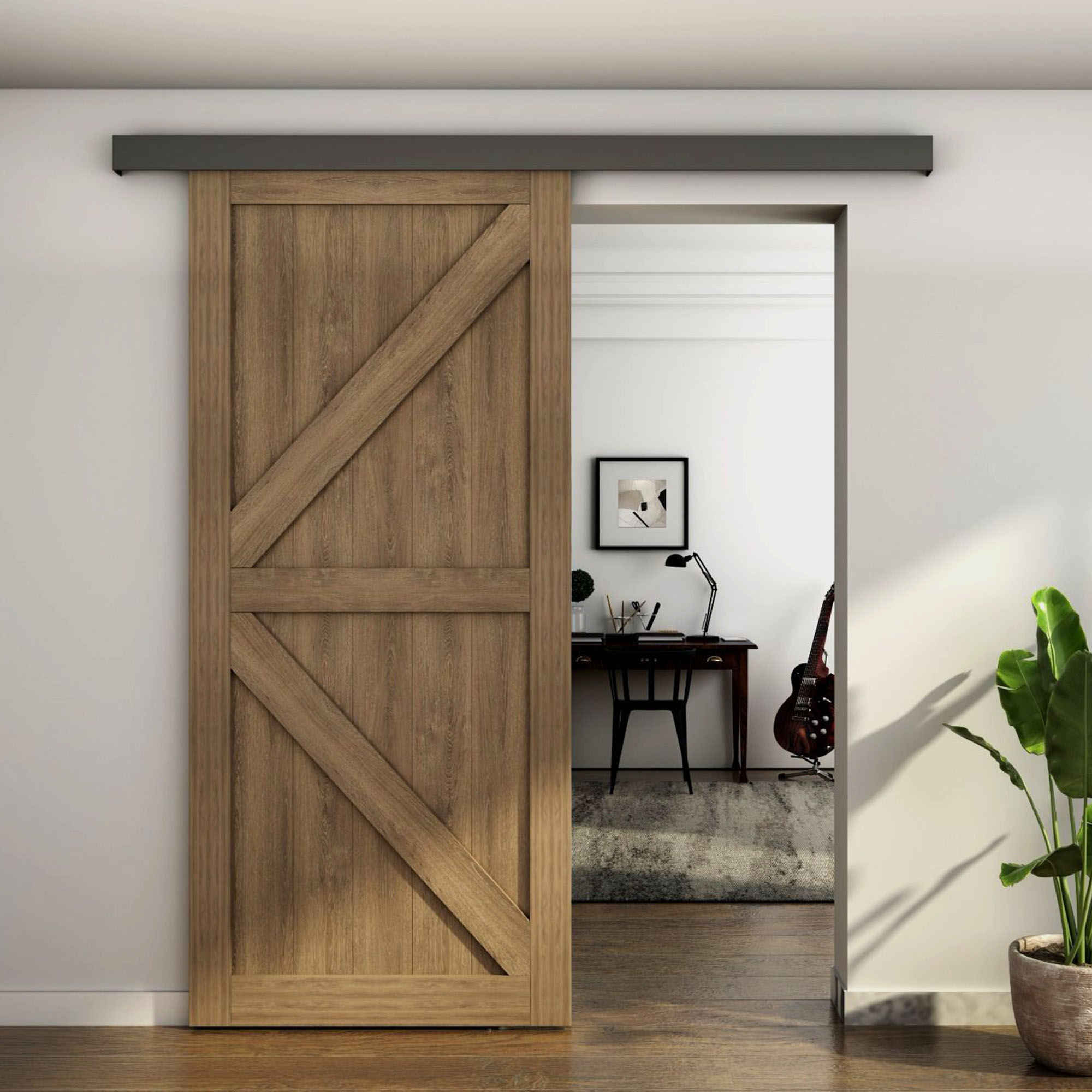 Mooi Deurbeslag Nova schuifdeursysteem wand/plafond montage, zwart, 200cm