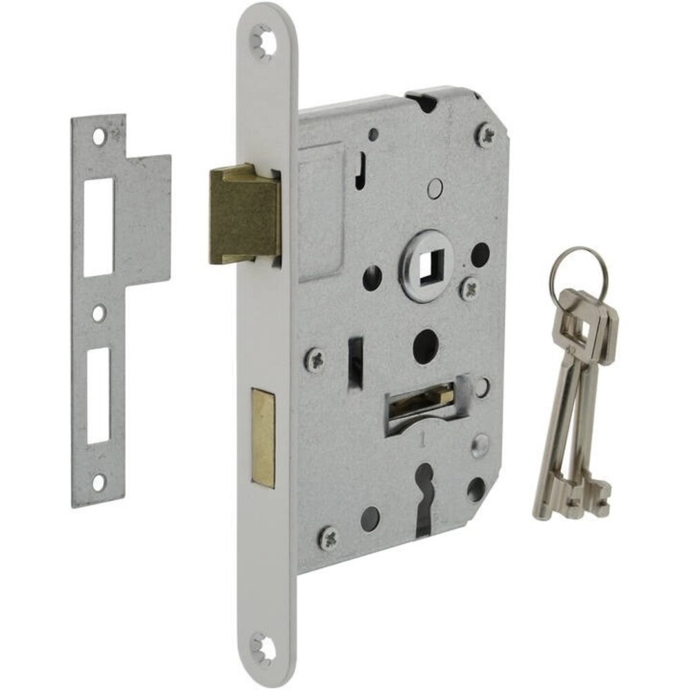 Intersteel Woningbouw klavier dag- en nachtslot wit 55 mm | De Oude Deurklink jaren 30 deurbeslag Intersteel Woningbouw klavier dag- en nachtslot wit 55 mm | De Oude Deurklink jaren 30 deurbeslag