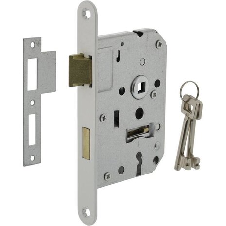 Intersteel Woningbouw klavier dag- en nachtslot wit 55 mm | De Oude Deurklink jaren 30 deurbeslag Intersteel Woningbouw klavier dag- en nachtslot wit 55 mm | De Oude Deurklink jaren 30 deurbeslag