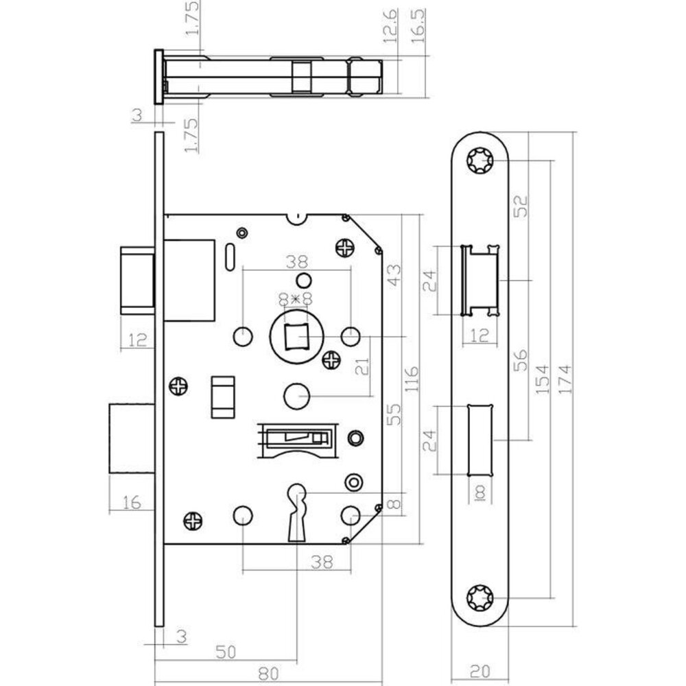 Intersteel Woningbouw klavier dag- en nachtslot wit 55 mm | De Oude Deurklink jaren 30 deurbeslag Intersteel Woningbouw klavier dag- en nachtslot wit 55 mm | De Oude Deurklink jaren 30 deurbeslag