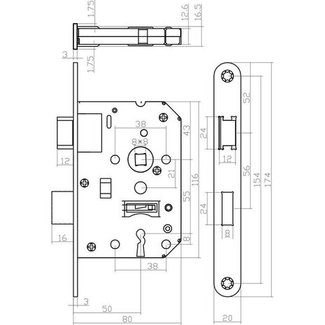Intersteel Woningbouw klavier dag- en nachtslot wit 55 mm | De Oude Deurklink jaren 30 deurbeslag Intersteel Woningbouw klavier dag- en nachtslot wit 55 mm | De Oude Deurklink jaren 30 deurbeslag