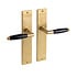 Deurklink Retro op schild messing getrommeld Deurklink Retro op schild messing getrommeld