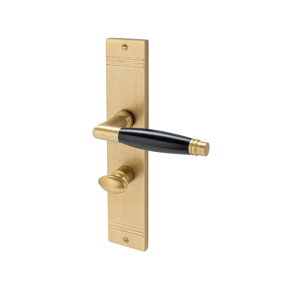 De Oude Deurklink Deurklink Retro op schild met wc slot, messing getrommeld | De Oude Deurklink De Oude Deurklink Deurklink Retro op schild met wc slot, messing getrommeld | De Oude Deurklink