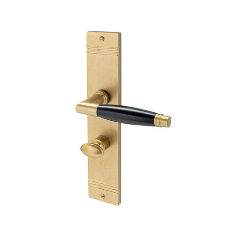De Oude Deurklink Deurklink Retro op schild met wc slot, messing getrommeld | De Oude Deurklink De Oude Deurklink Deurklink Retro op schild met wc slot, messing getrommeld | De Oude Deurklink