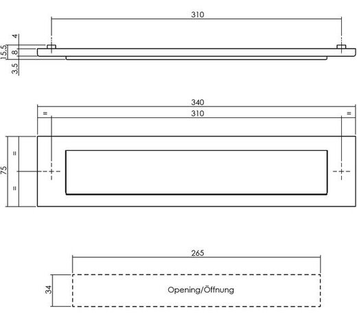 Intersteel Brievenbus en tochtwering getrommeld RVS Intersteel Brievenbus en tochtwering getrommeld RVS