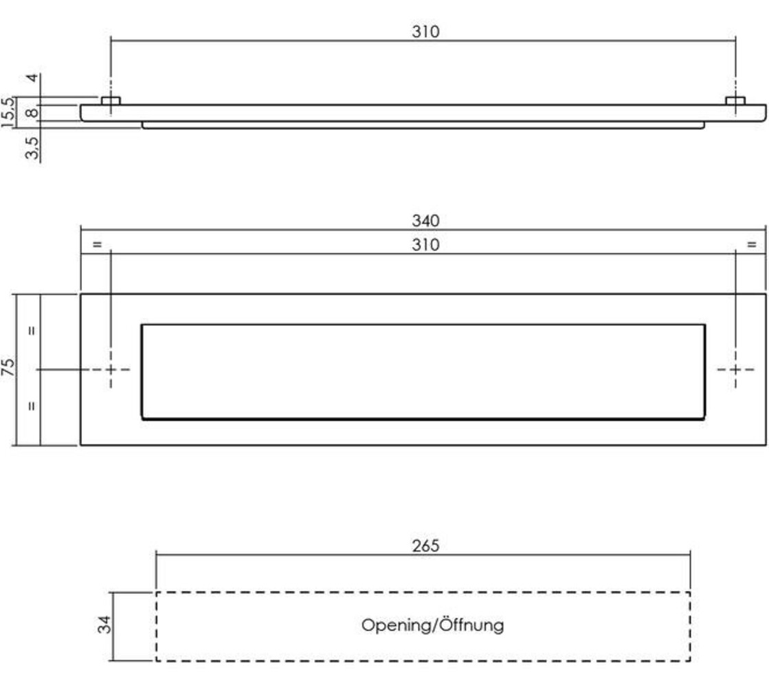 Intersteel Set brievenbus en tochtwering rechthoekig zwart