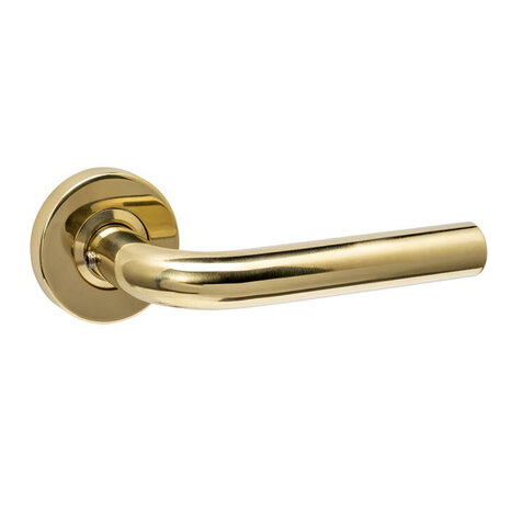Intersteel Enkele deurklink Luzern op rozet verdekt ø53x10mm PVD messing | De Oude Deurklink klassiek buitendeurbeslag Intersteel Enkele deurklink Luzern op rozet verdekt ø53x10mm PVD messing | De Oude Deurklink klassiek buitendeurbeslag