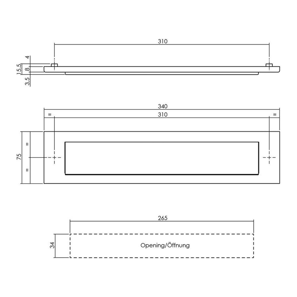 Intersteel Brievenbus met klep en regenrand geborsteld RVS