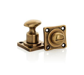 De Oude Deurklink WC slot draaiknop vierkant antiek messing De Oude Deurklink WC slot draaiknop vierkant antiek messing