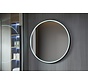 Spiegel rond 120 cm met zwart frame, led verlichting en anti-condens