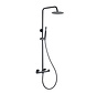 Opbouw regendouche 20 cm hoofddouche thermostatisch mat zwart