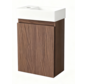 Nurion Toiletmeubel Finn - glanzend witte basin en donker houten kast - 41 x 22,5 x 65 cm