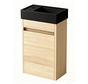 Nurion Toiletmeubel Sam - mat zwarte basin en licht houten kast - 41 x 22,5 x 65 cm