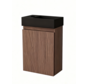 Nurion Toiletmeubel Jule - mat zwarte basin en dinker houten kast - 41 x 22,5 x 65 cm