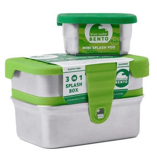 Blue Water Bento RVS Lunchbox Eco Splash box 3 in 1 Lekvrij Blue Water Bento RVS Lunchbox Eco Splash box 3 in 1 Lekvrij