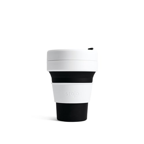 Stojo Foldable Coffee Cup 355ml - Black/White Stojo Foldable Coffee Cup 355ml - Black/White