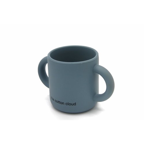 The Cotton Cloud Siliconen Beker met Handvat - Smokey Blue The Cotton Cloud Siliconen Beker met Handvat - Smokey Blue