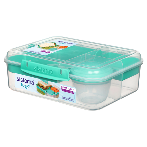 Sistema Bento Box 1.65L met Yoghurtpotje - Minty Teal Sistema Bento Box 1.65L met Yoghurtpotje - Minty Teal