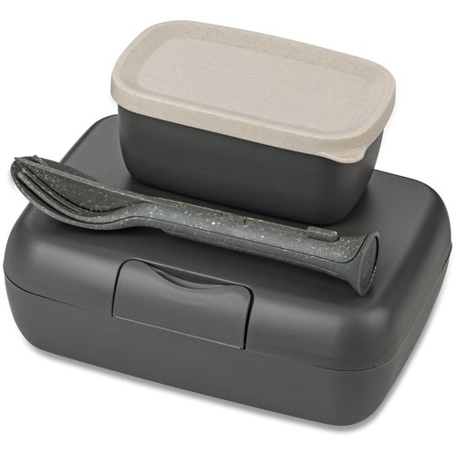 Koziol Bio Circulair Lunchbox & Bestekset Candy Ready - Grijs Koziol Bio Circulair Lunchbox & Bestekset Candy Ready - Grijs