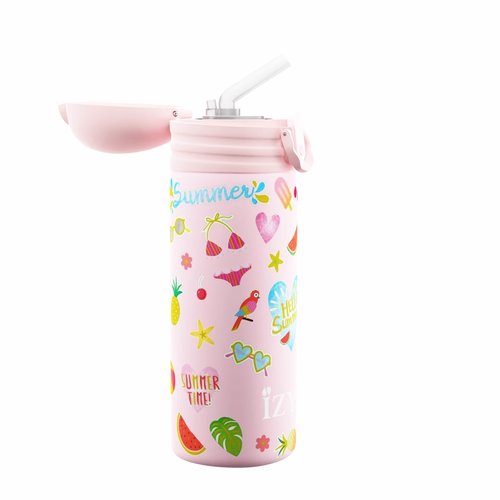 IZY Kids RVS Thermosfles (350ml) - Pink Summer IZY Kids RVS Thermosfles (350ml) - Pink Summer