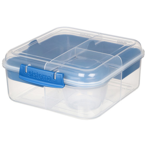 Sistema Bento Box 1.25L met Yoghurtpotje - Transparant Blauw