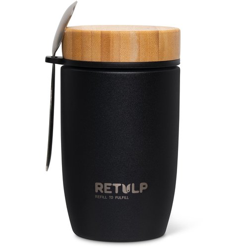 Retulp RVS Big Mug Premium Incl Lepel - Zwart Retulp RVS Big Mug Premium Incl Lepel - Zwart