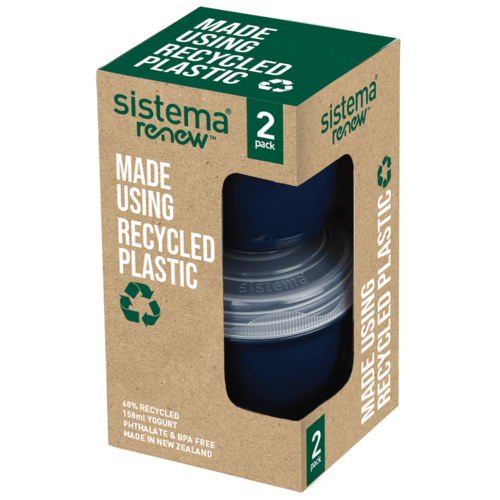 Sistema Renew Yoghurt Potjes - Donkerblauw (2x 150ml) Sistema Renew Yoghurt Potjes - Donkerblauw (2x 150ml)