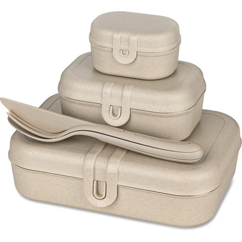 Koziol Bio Circulair Lunchbox & Cutlery Set Candy Ready - Sand Koziol Bio Circulair Lunchbox & Cutlery Set Candy Ready - Sand