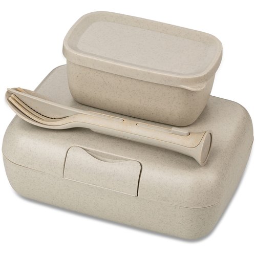 Koziol Bio Circulair Lunchbox & Bestekset Candy Ready - Sand Koziol Bio Circulair Lunchbox & Bestekset Candy Ready - Sand