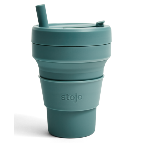 Stojo Opvouwbare Siliconen Koffiebeker 470ml - Eucalyptus Stojo Opvouwbare Siliconen Koffiebeker 470ml - Eucalyptus