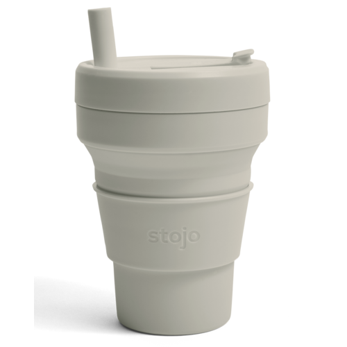 Stojo Opvouwbare Siliconen Koffiebeker 470ml - Oat Stojo Opvouwbare Siliconen Koffiebeker 470ml - Oat