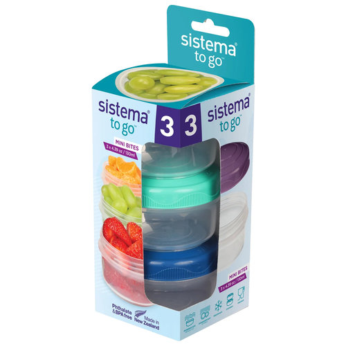 Sistema To Go Set 3 Snack Boxes Mini Bites 130ml Sistema To Go Set 3 Snack Boxes Mini Bites 130ml