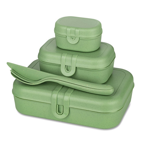 Koziol Bio Circulair Lunchbox & Bestekset Pascal Ready - Groen Koziol Bio Circulair Lunchbox & Bestekset Pascal Ready - Groen