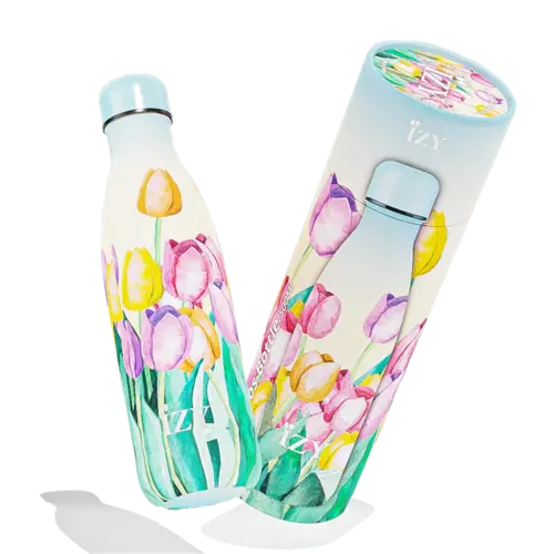 IZY RVS Drinkfles Thermosfles (500ml) - Field Of Tulips IZY RVS Drinkfles Thermosfles (500ml) - Field Of Tulips
