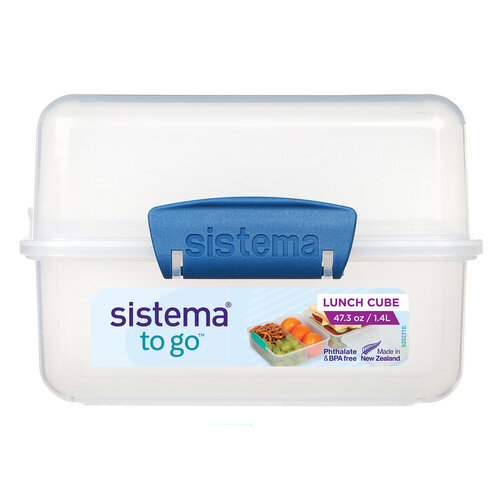 Sistema Lunchbox 'Cube' (1,4l) - Transparant Blauw New Sistema Lunchbox 'Cube' (1,4l) - Transparant Blauw New