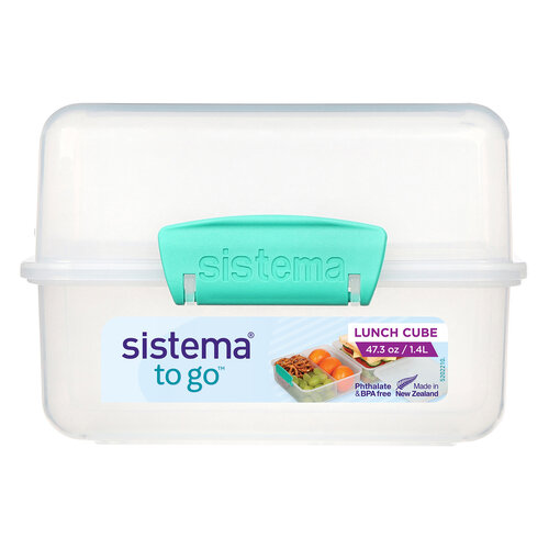Sistema Lunch Box 'Cube' - Transparant Teal Sistema Lunch Box 'Cube' - Transparant Teal