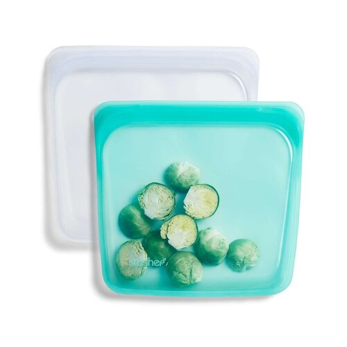 Stasher Herbruikbare Siliconen Zak Medium - Set van 2 Clear/Aqua Stasher Herbruikbare Siliconen Zak Medium - Set van 2 Clear/Aqua