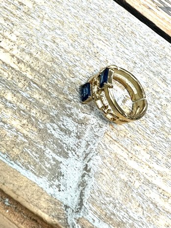 Dottilove Ring knijp 3 baans met blauwe steentjes 14089832