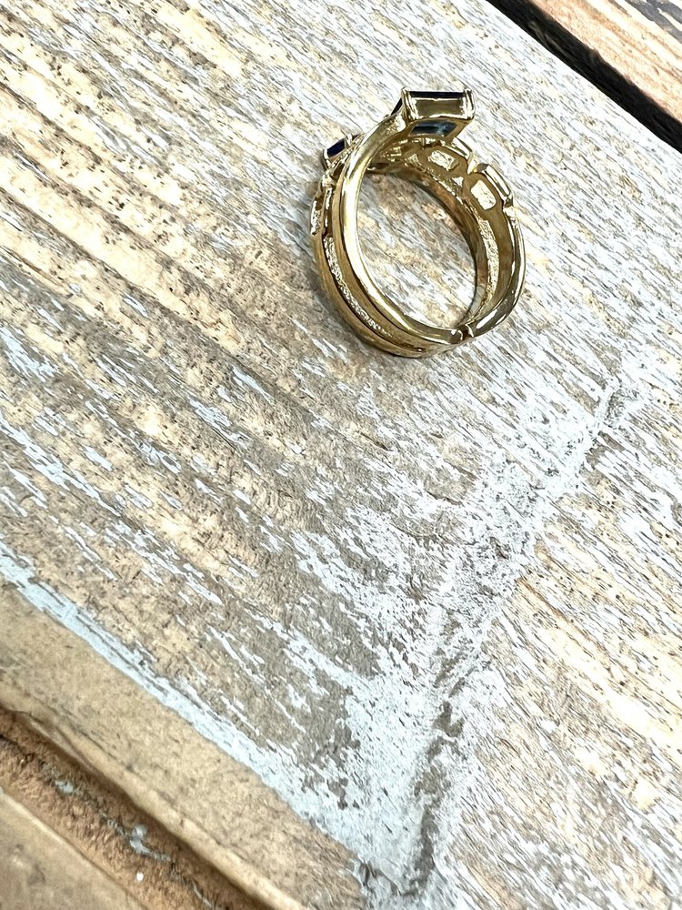 Dottilove Ring knijp 3 baans met blauwe steentjes 14089832