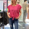 Blouse met dubbele vlinder mouw en knoop 600 Blouse met dubbele vlinder mouw en knoop 600