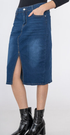 Fashion Genuis Denim rok met split kort 2081 Fashion Genuis Denim rok met split kort 2081