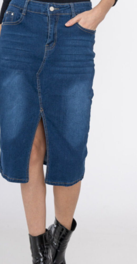 Fashion Genuis Denim rok met split kort 2081 Fashion Genuis Denim rok met split kort 2081