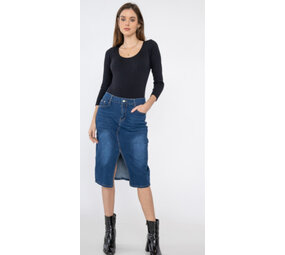 Fashion Genuis Denim rok met split kort 2081 Fashion Genuis Denim rok met split kort 2081