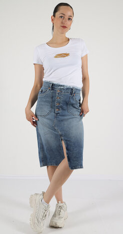 M.O.D. Denim Skirt split SP24-2101 Iris M.O.D. Denim Skirt split SP24-2101 Iris