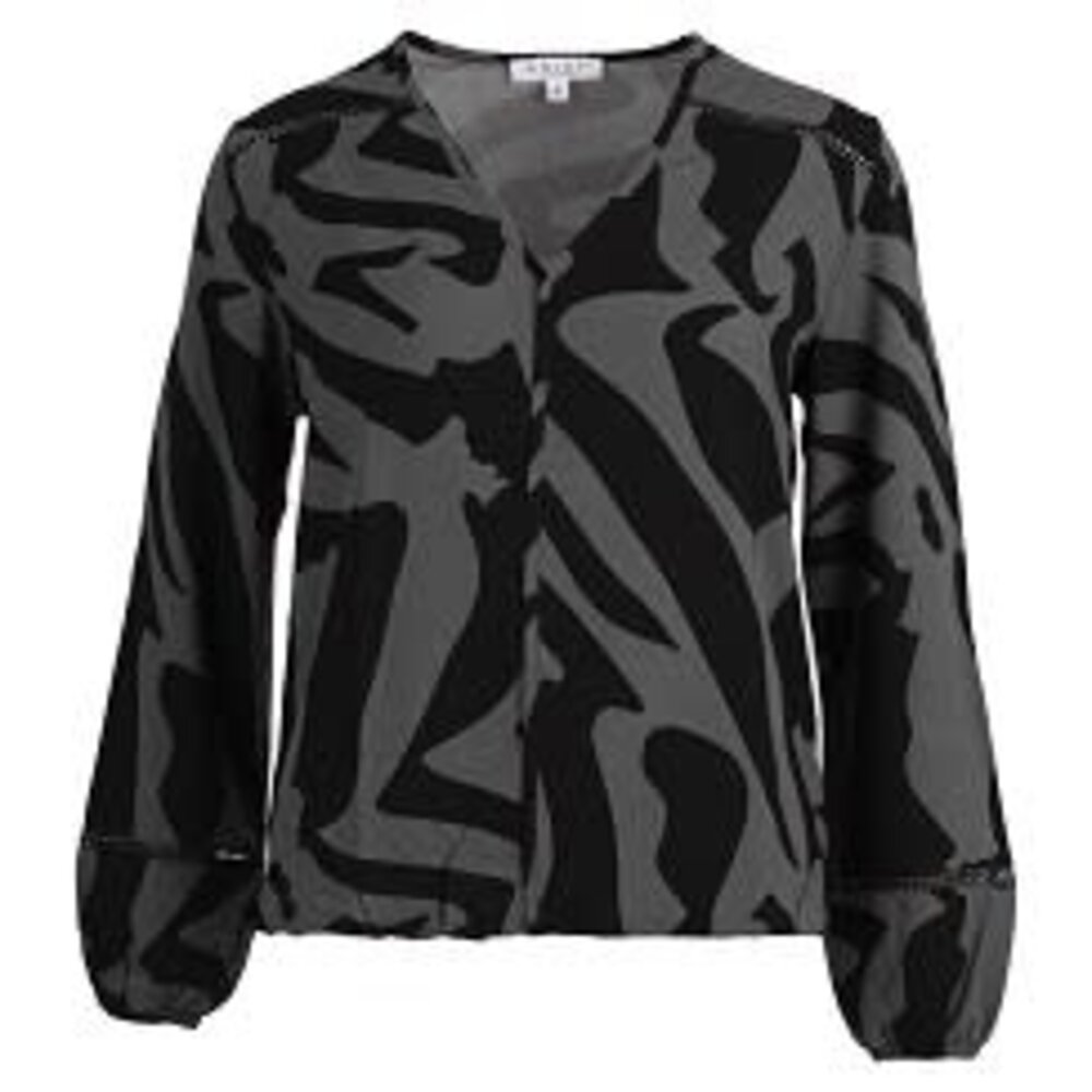 Enjoy Blouson v-hals mono print 155539 Enjoy Blouson v-hals mono print 155539