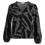 Enjoy Blouson v-hals mono print 155539 Enjoy Blouson v-hals mono print 155539